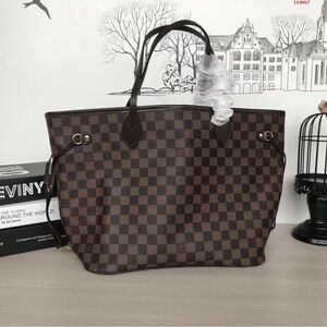 Brown Checkered Tote Bag - Designer Style